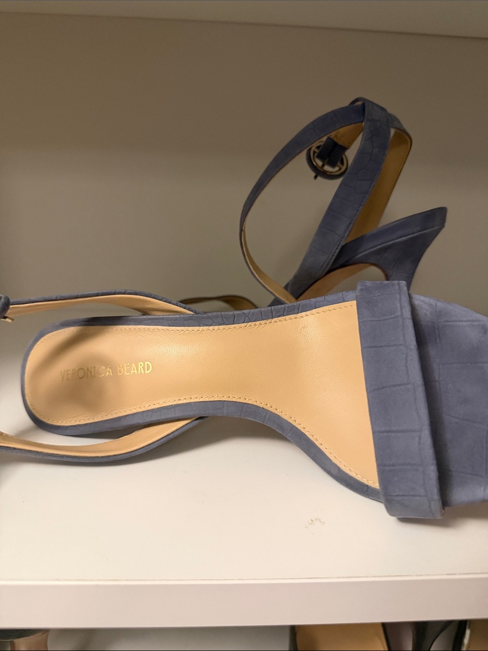 Veronica Beard Slate Blue Suede Strappy Stiletto Sandals - Picture 3 of 3